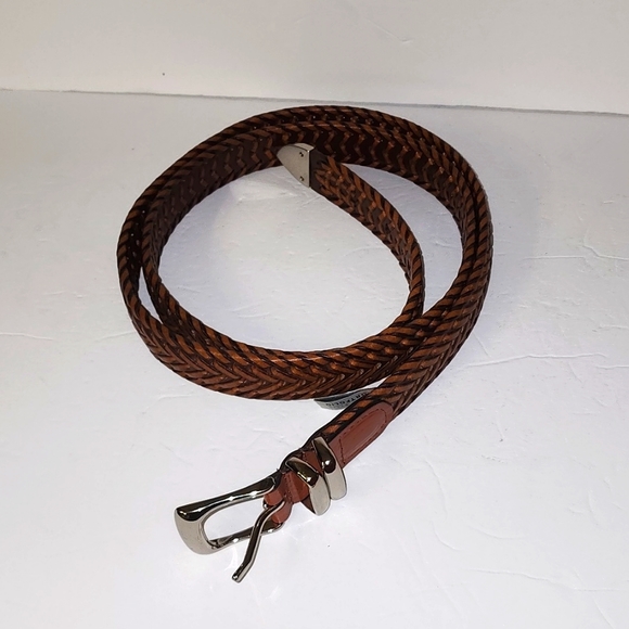 "PERRY ELLIS PORTFOLIO" BROWN LEAYJER WEAVED BELT SZ 48 - Picture 1 of 8